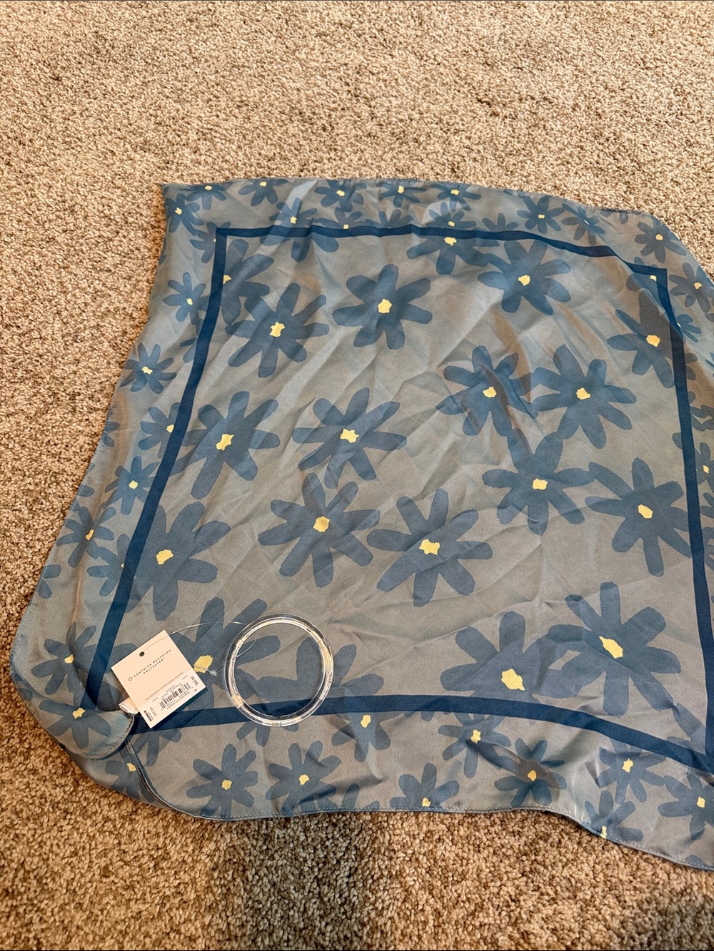 LC Lauren Conrad Blue Floral Sheer Scarf